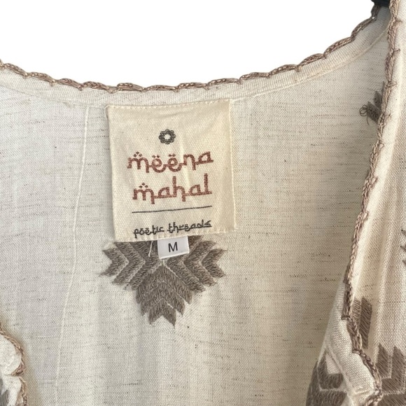 Meena Mehal Linen Embroidered kimono cardigan Size M - Picture 6 of 11